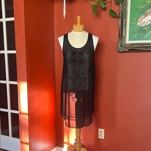Wilfred Aritzia Long Black Sheer Silk Tank Top